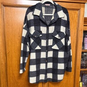 Ces Femme Black and White Checkered Button-Down Shirt